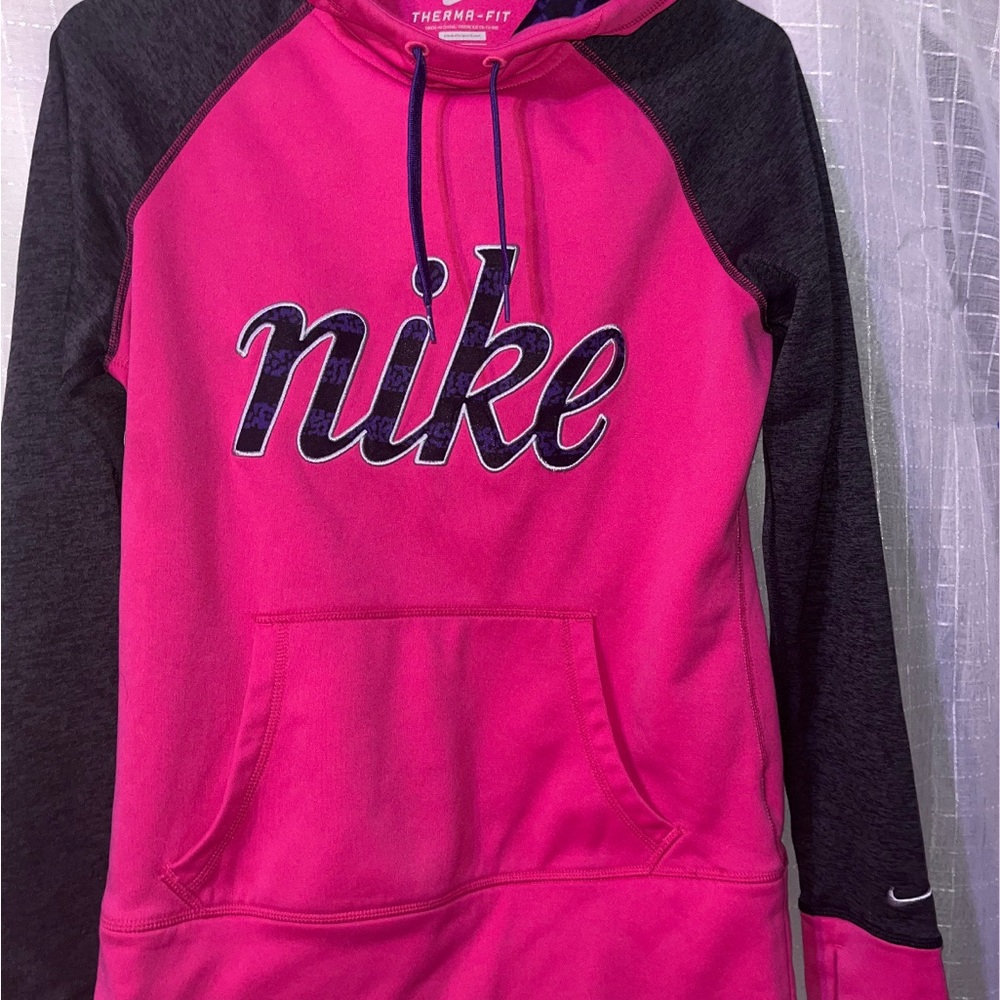 Nike Pink and Gray Therma-Fit Hoodie